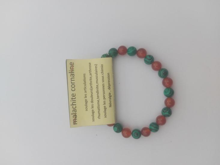 bracelet malachite cornaline